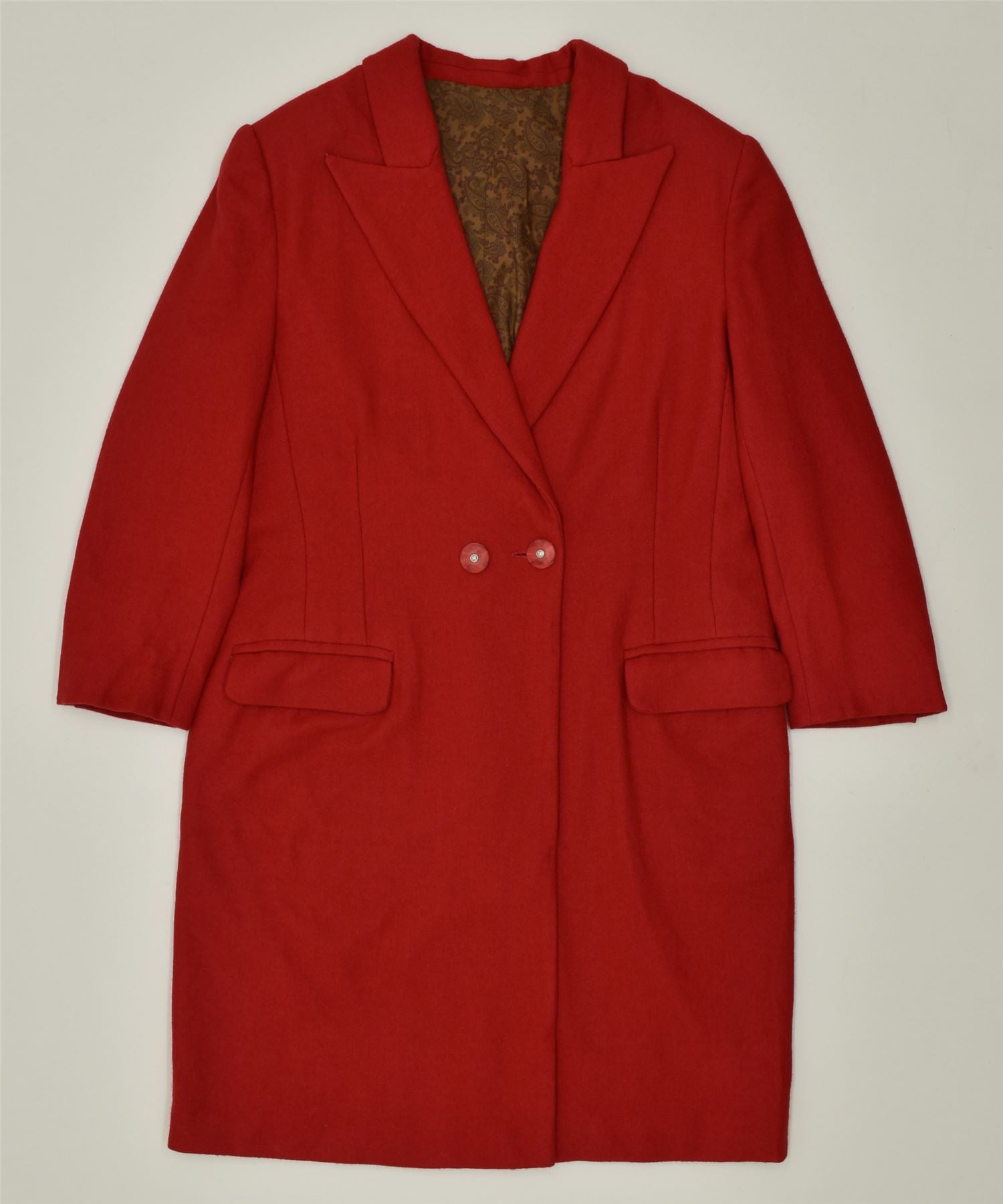 image of VINTAGE Womens Double Breasted Chesterfield Coat UK 16 Large Red