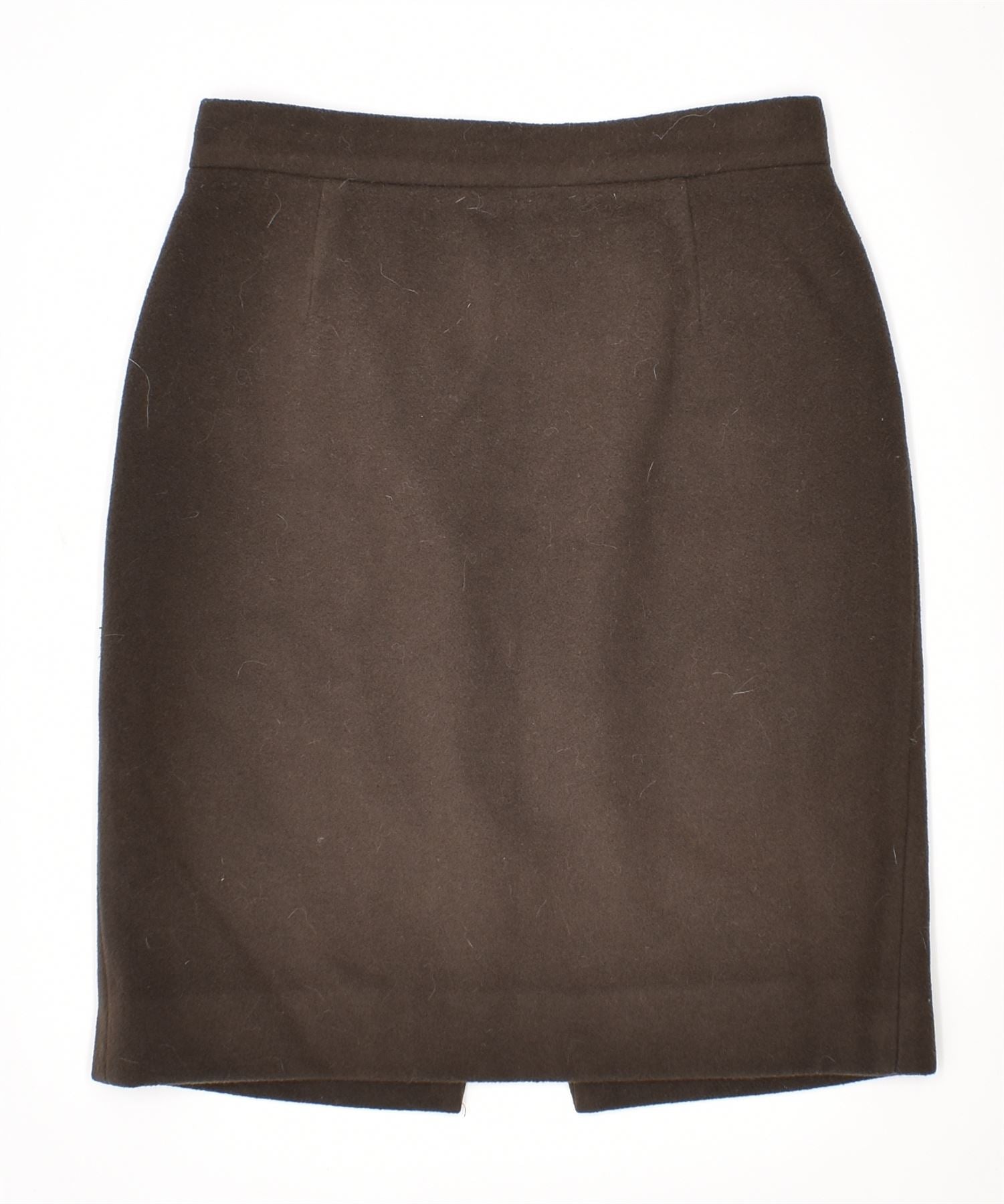 image of DIANA BENTALLS Womens Fleece Pencil Skirt IT 42 Medium W26 Khaki Vintage