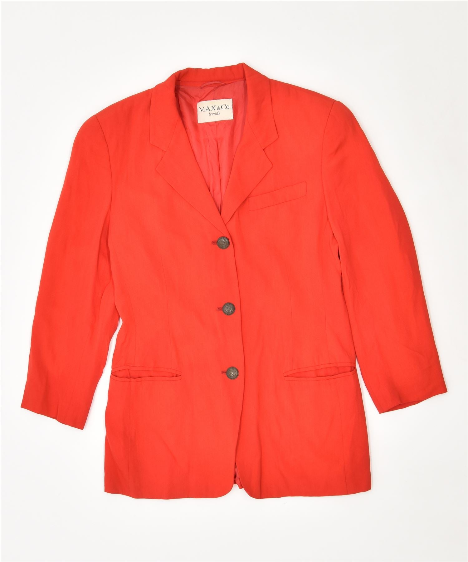 Image of MAX & CO. Womens 3 Button Blazer Jacket UK 16 Large Red Viscose