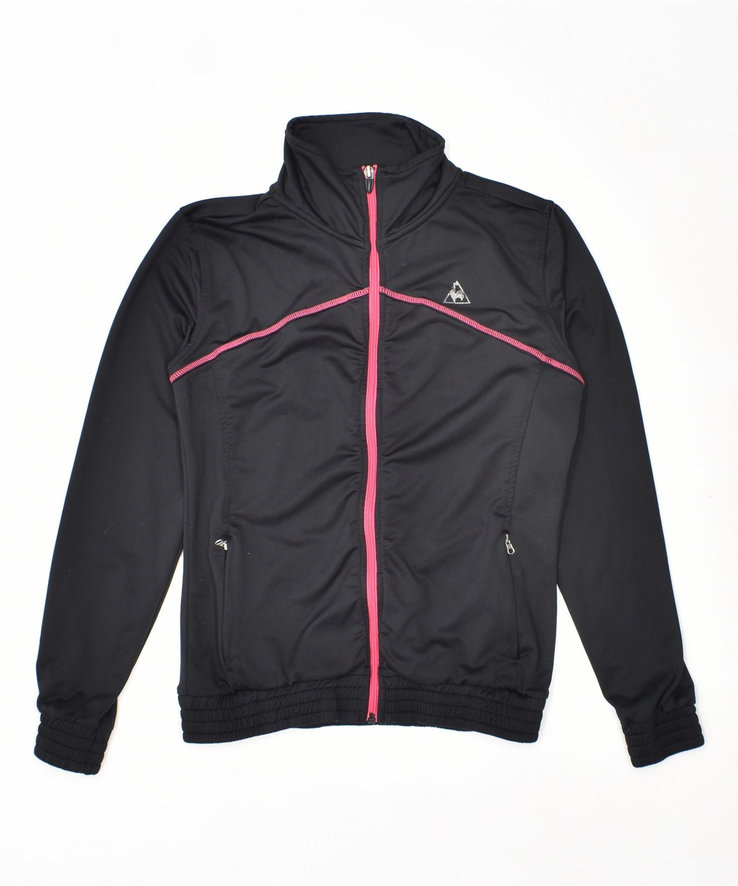 image of LE COQ SPORTIF Womens Tracksuit Top Jacket UK 8 Small Black Polyester