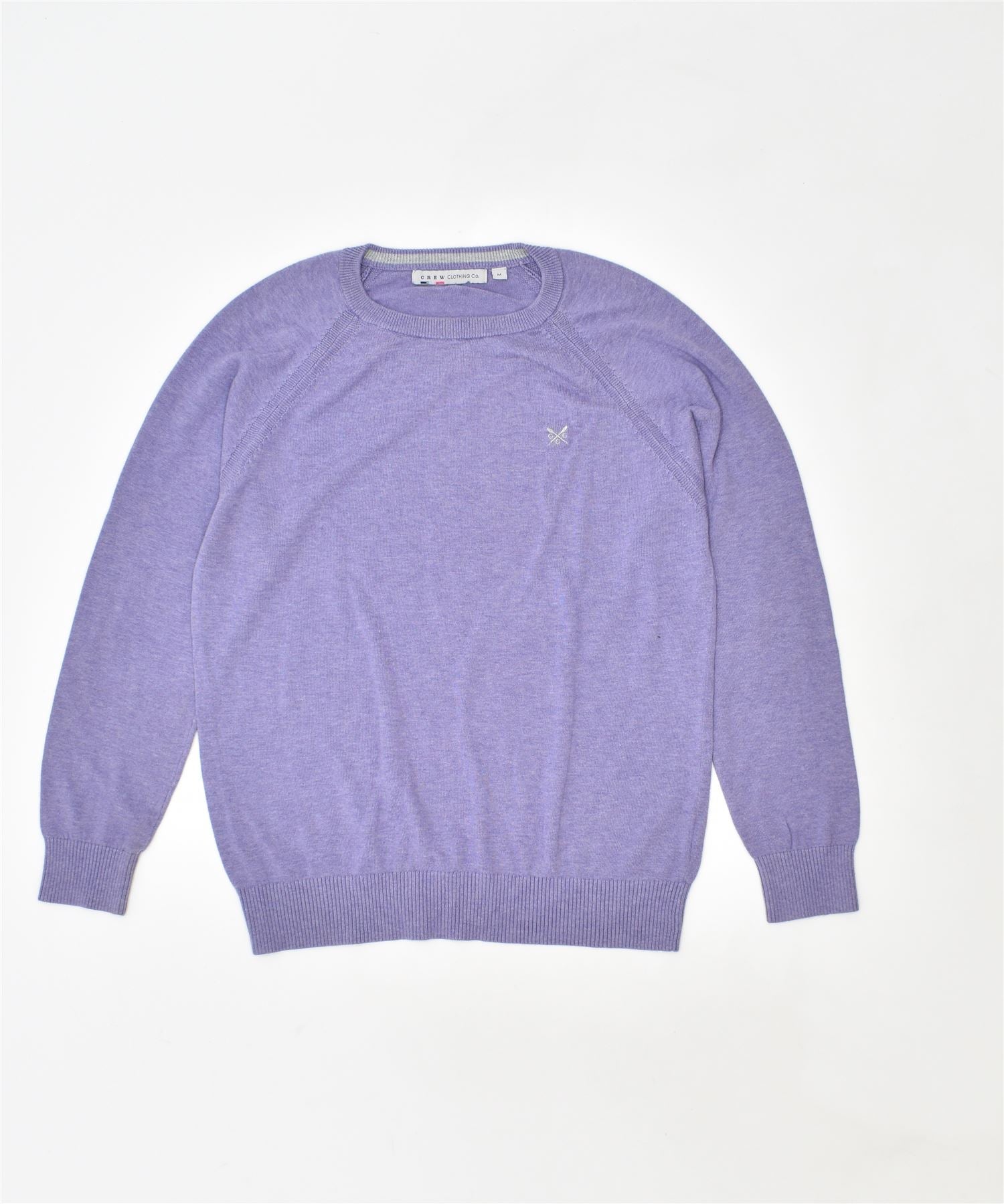 image of CREW CLOTHING Mens Crew Neck Jumper Sweater Medium Purple Cotton