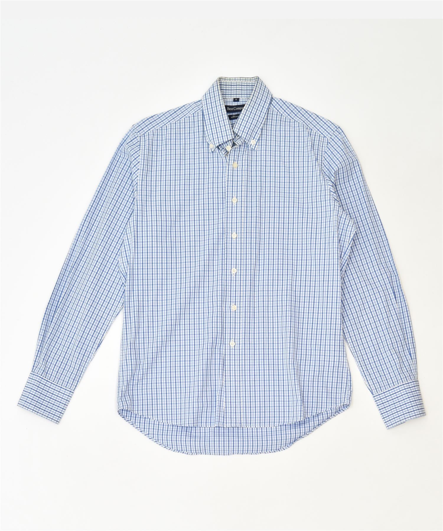 Image of BEST COMPANY Mens Shirt Small Blue Cotton Classic