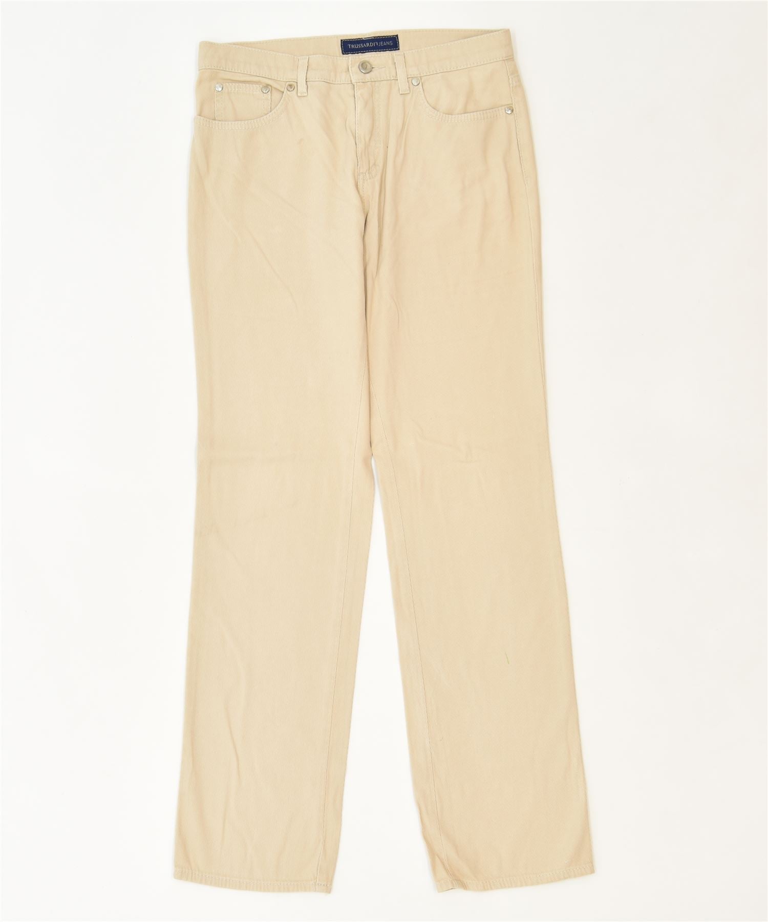 image of TRUSSARDI Womens Straight Casual Trousers W30 L32 Beige Cotton Classic