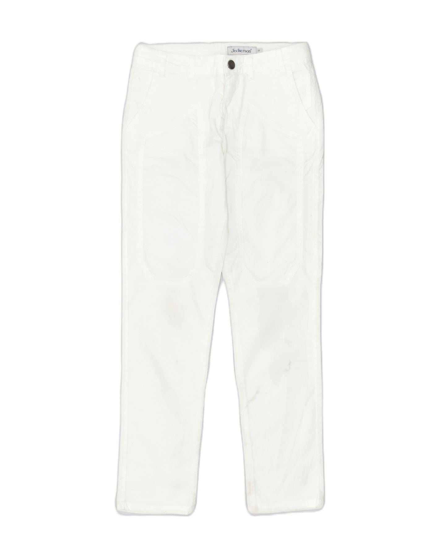 image of JECKERSON Womens Straight Chino Trousers W28 L27 White Cotton