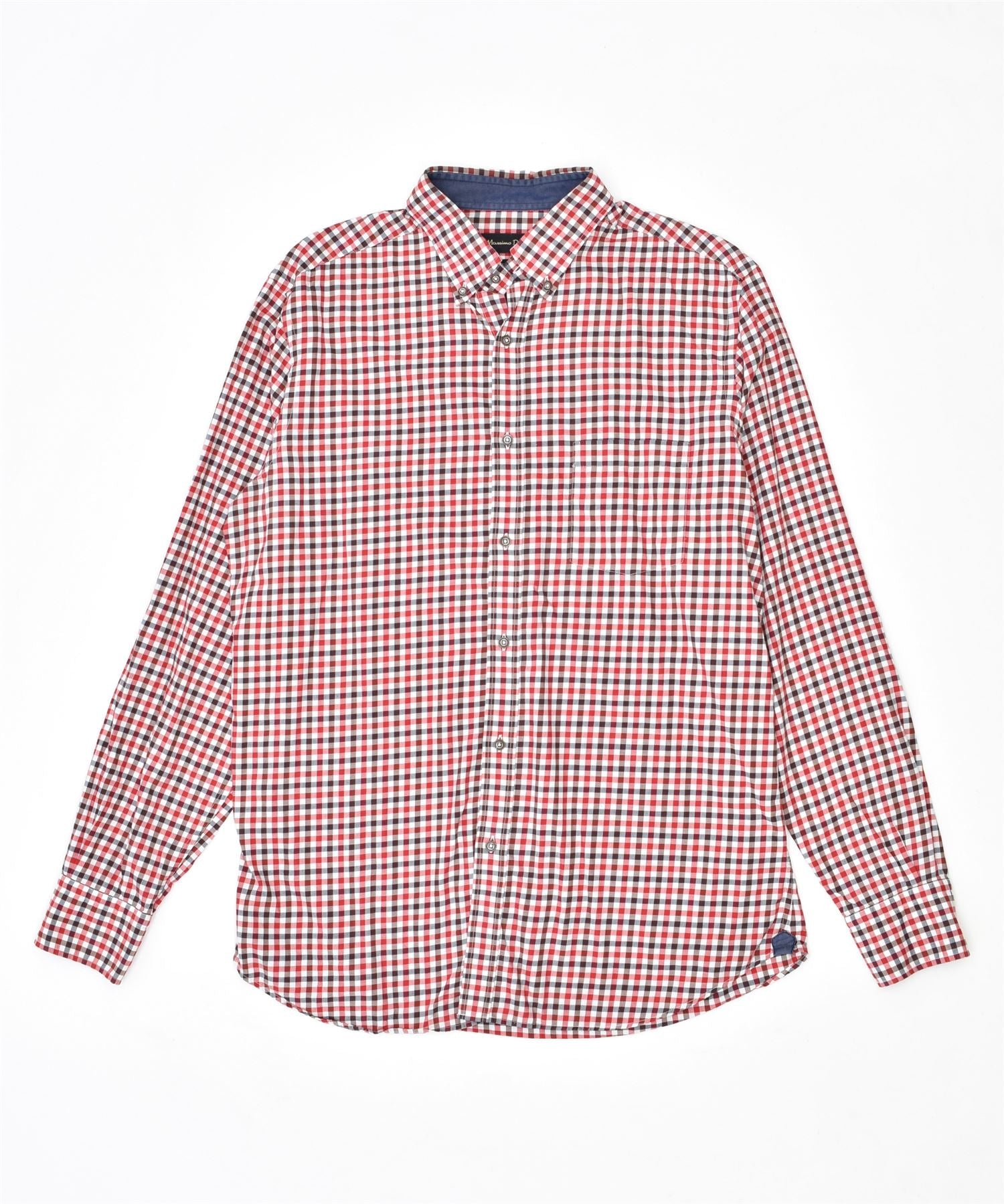 Image of MASSIMO DUTTI Mens Shirt Medium Red Gingham