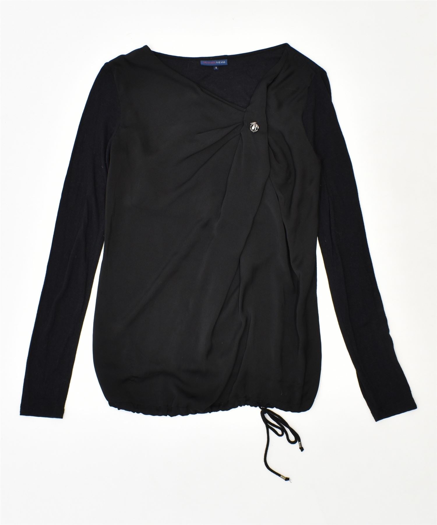 Image of TRUSSARDI Womens Top Long Sleeve UK 10 Small Black Viscose