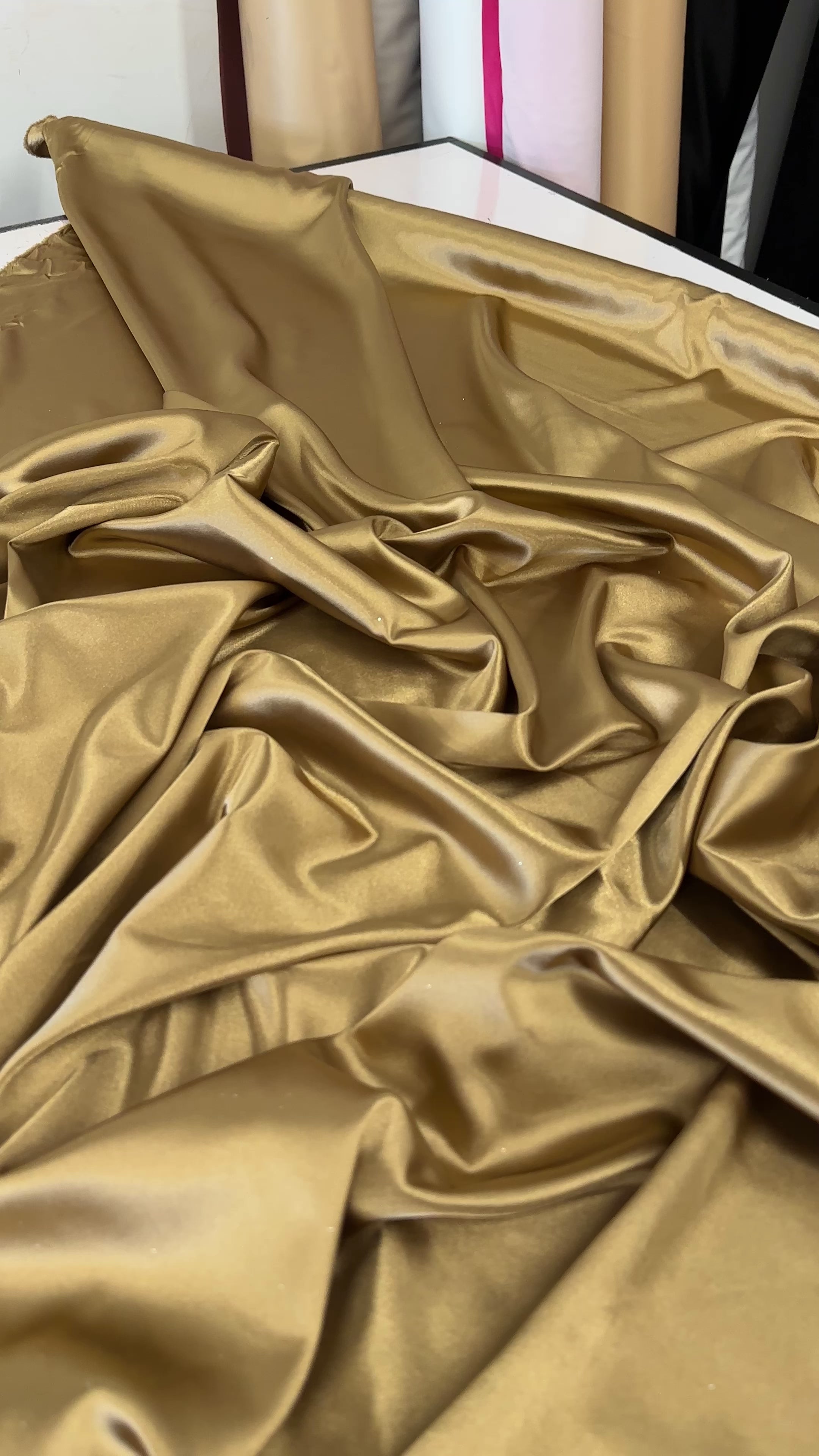 Shop now Gold Champagne Silky Stretch Satin by Yard- Kiki Textiles –  KikiTextiles