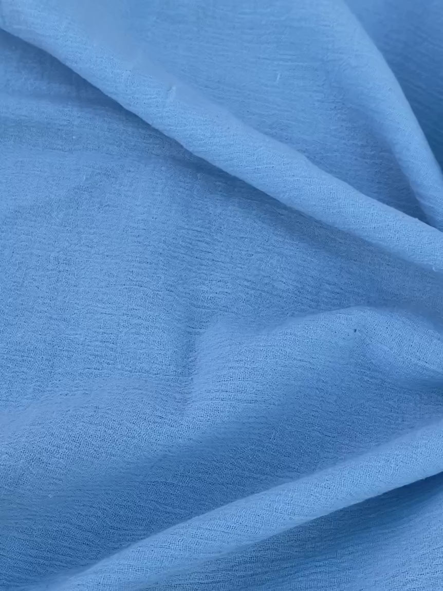 Royal Blue Crinkle Cotton Gauze – KikiTextiles