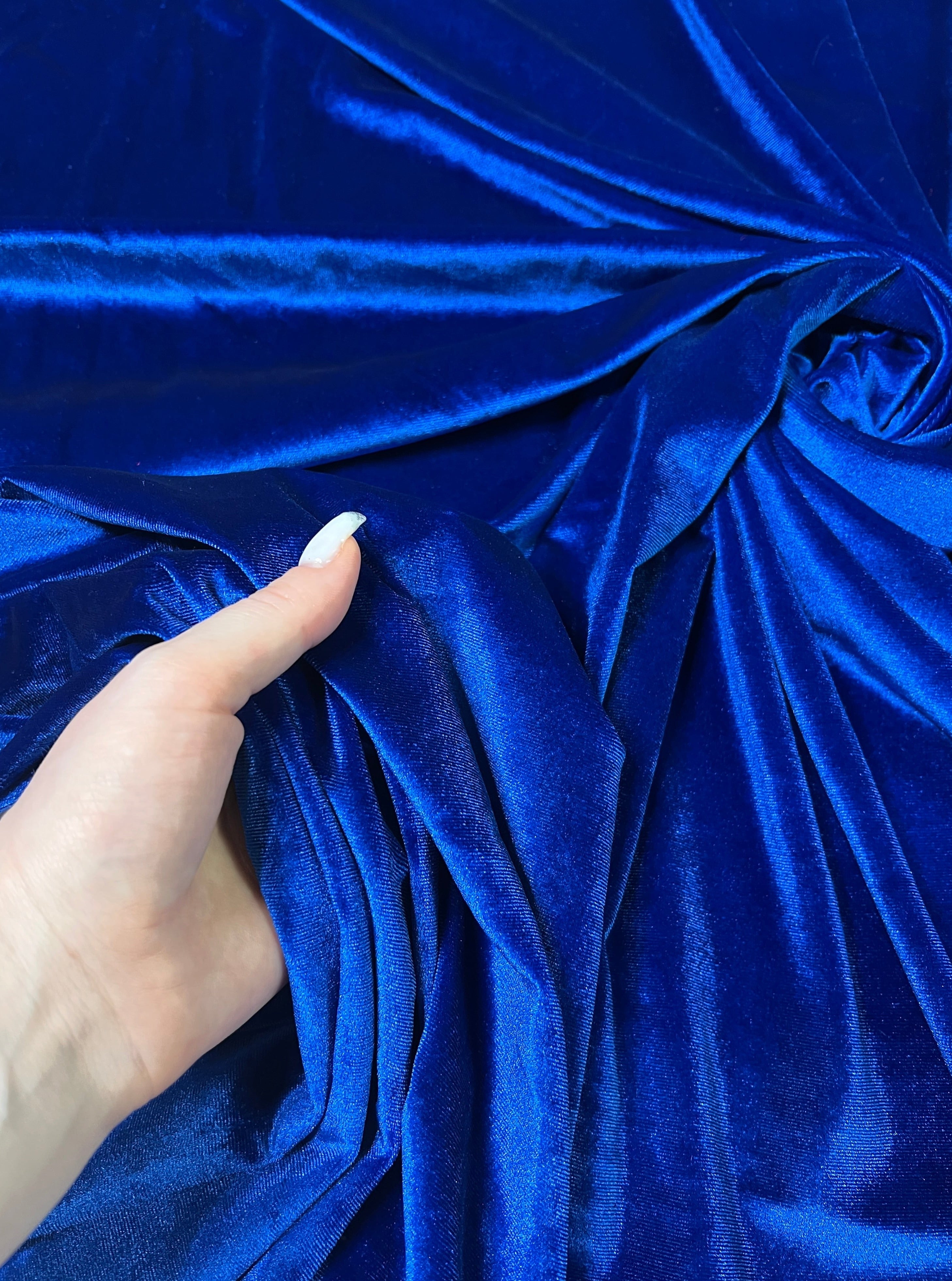 Royal Blue Stretch Velvet Fabric Sold By the Yard (Royal Blue)