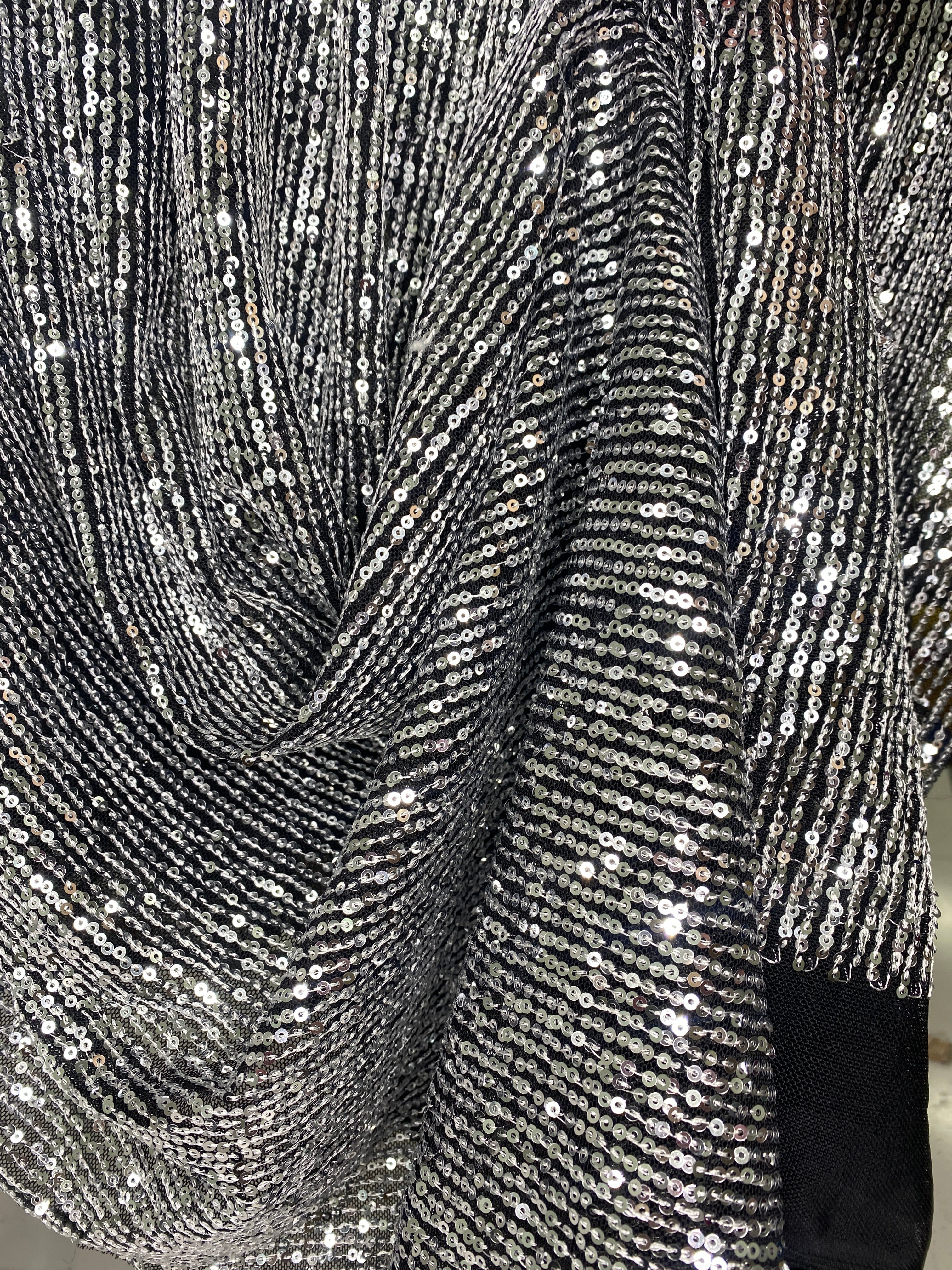 Admire Sequin Mesh - Silver / Black