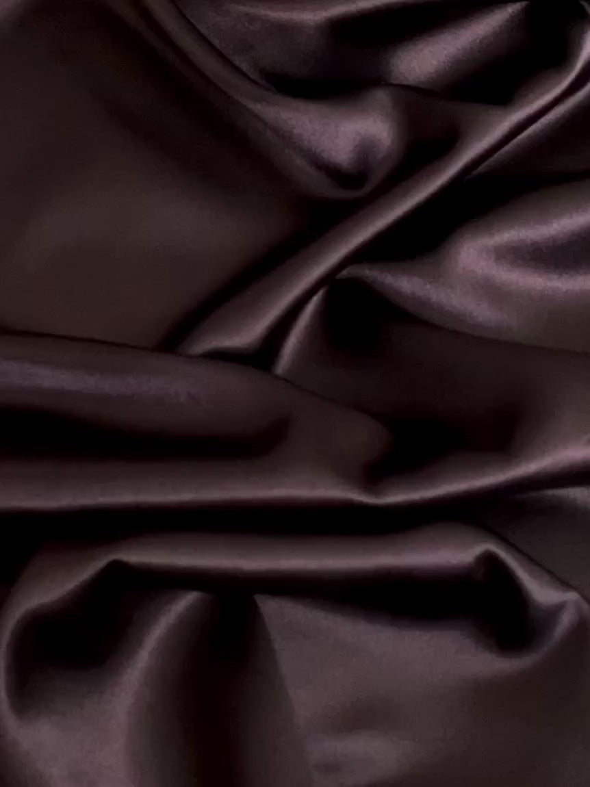 Chocolate Silky Stretch Charmeuse Satin, Brown Bridal Soft Silky Fabric,  Mocha Stretch Satin, Chocolate Light Weight Stretch Silk for dress