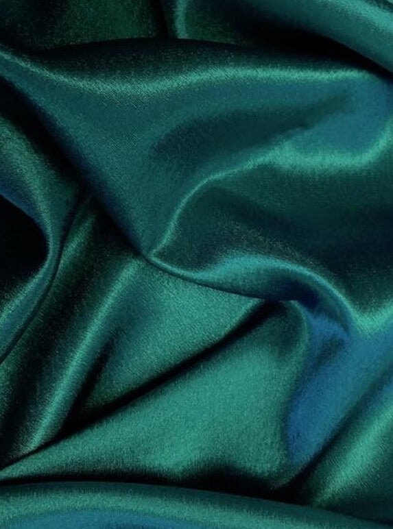 High End Green Teal Stretch Soft Sheen Charmeuse Satin Fabric 58 By The  Yard