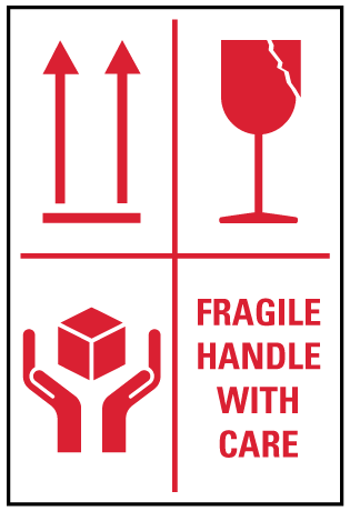 Fragile Handle With Care Red Self Adhesive Label
