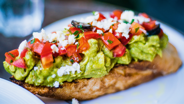 Avocado toast with pico de gallo and crumbled feta