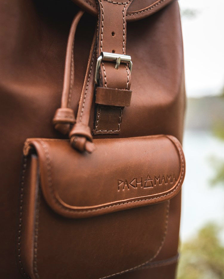 Pachamama - LOU black - Boho leather backpack