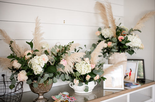 Natural Dried pampas grass in vases, pampas grass wedding decorations