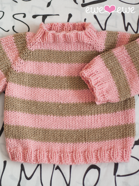 Easy As ABC top-down raglan baby sweater worsted weight knitting pattern