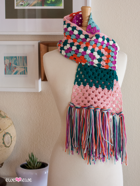 Mile of Smile crochet granny square scarf pattern