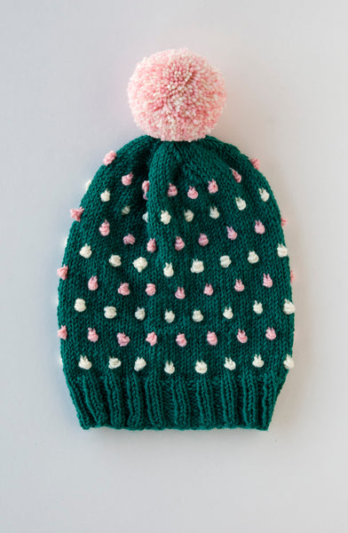 Pop Rox bobble beanie hat knitting pattern