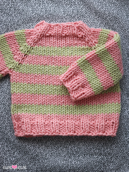 Sweet Dreaminess bulky weight top down raglan baby sweater knitting pattern