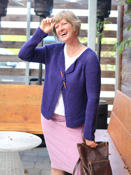 Pop Top Cardigan bulky weight sweater knitting pattern