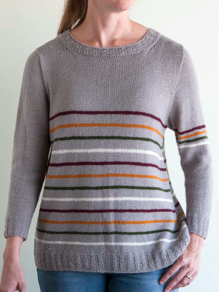 Fluffy Stripe Sweater fingering weight pullover knitting pattern