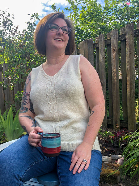 Cable Divide relaxed tank top knitting pattern