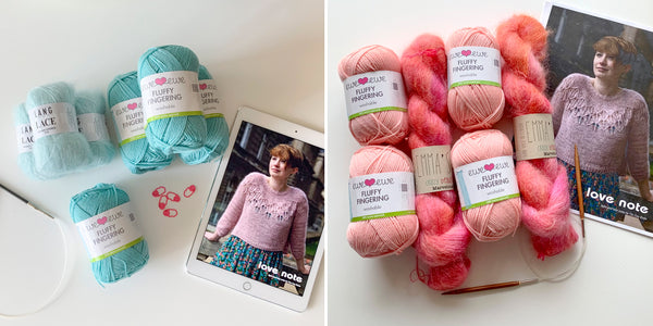 Yarn choices to knit the Love Note sweater pattern