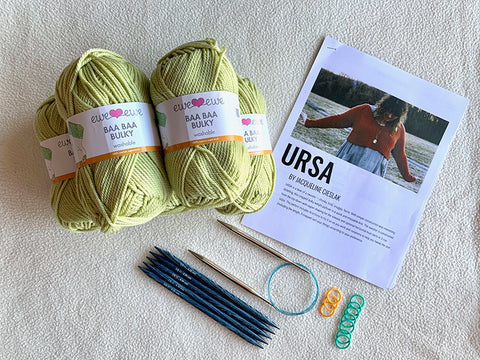Yarn and notions to knit the Ursa sweater pattern