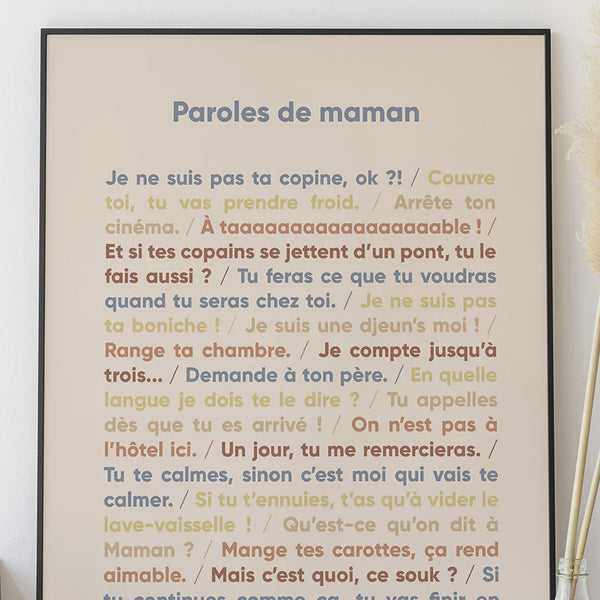 Poster paroles de maman cultes