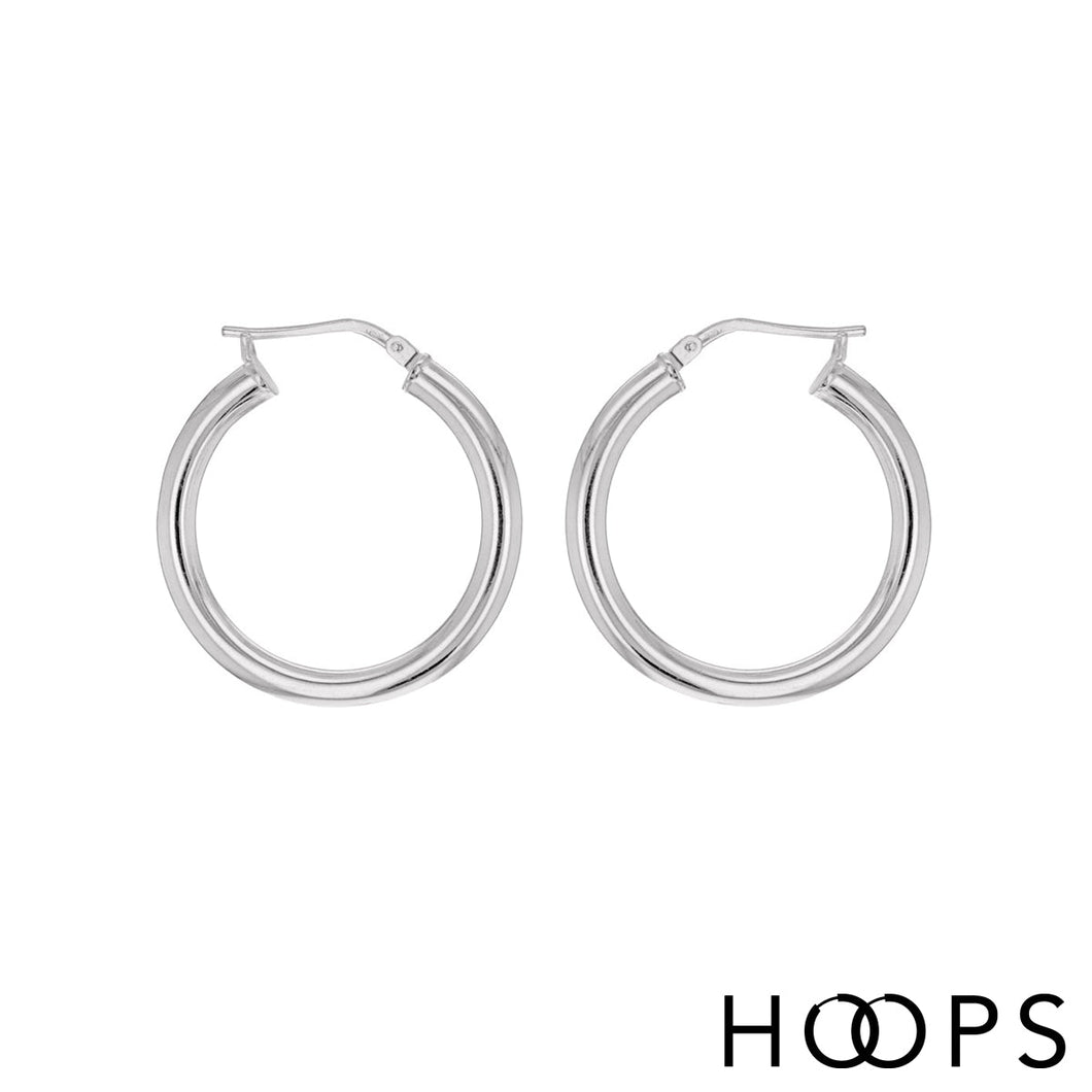 Round Classic Silver Venice Hoops