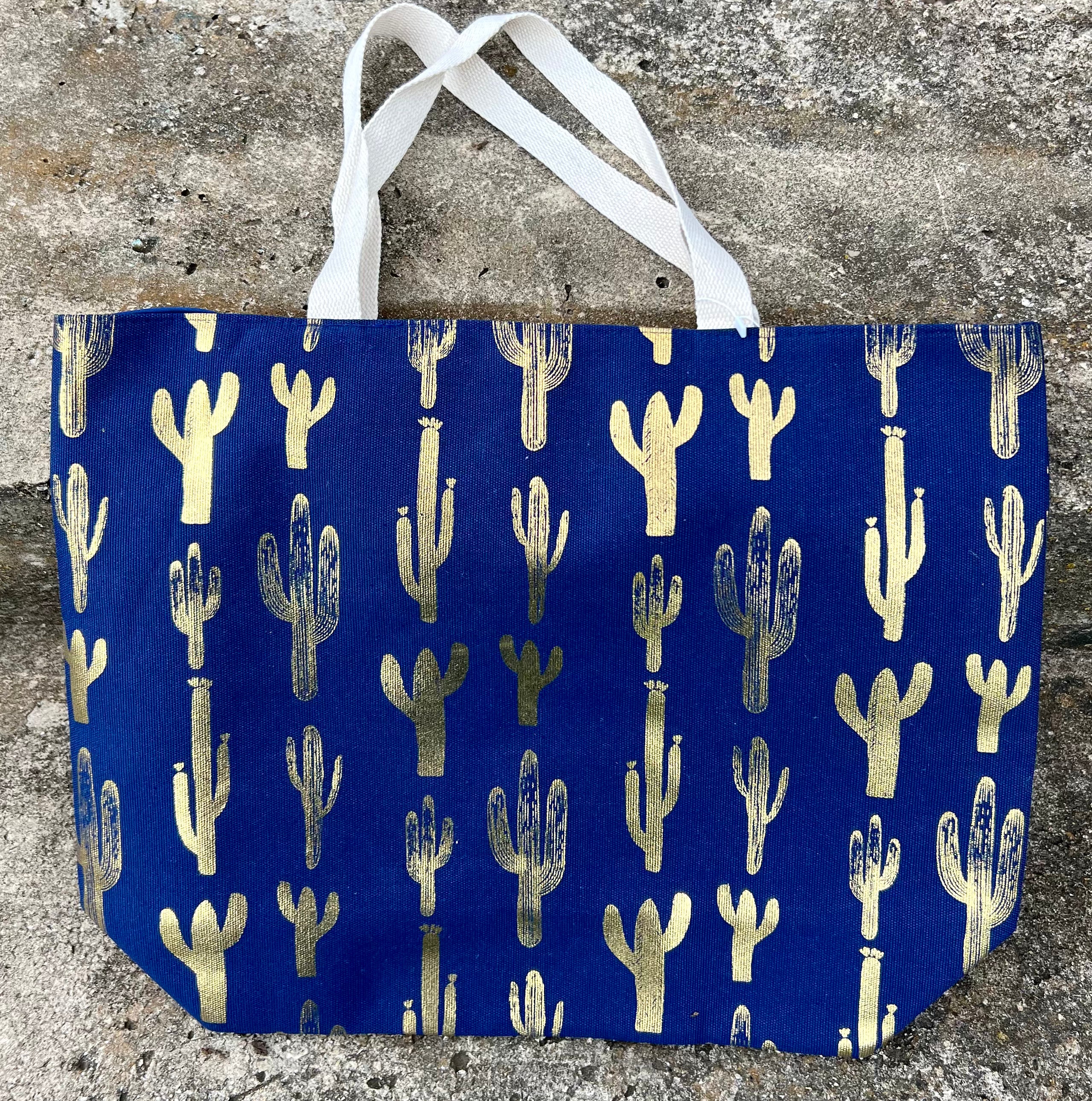 Navy Cactus tote