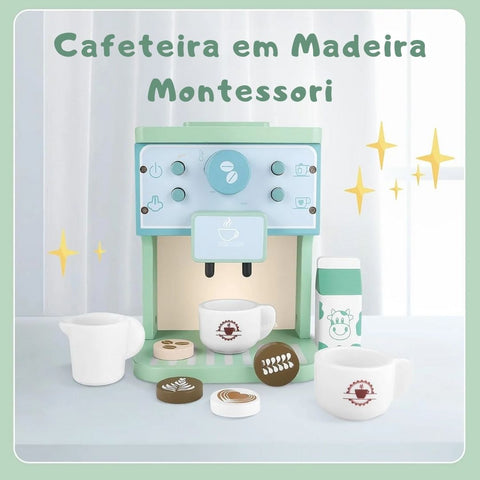 cafeteira em madeira montessori - brinquedo educativo bem chegado - cozinha educativa em madeira