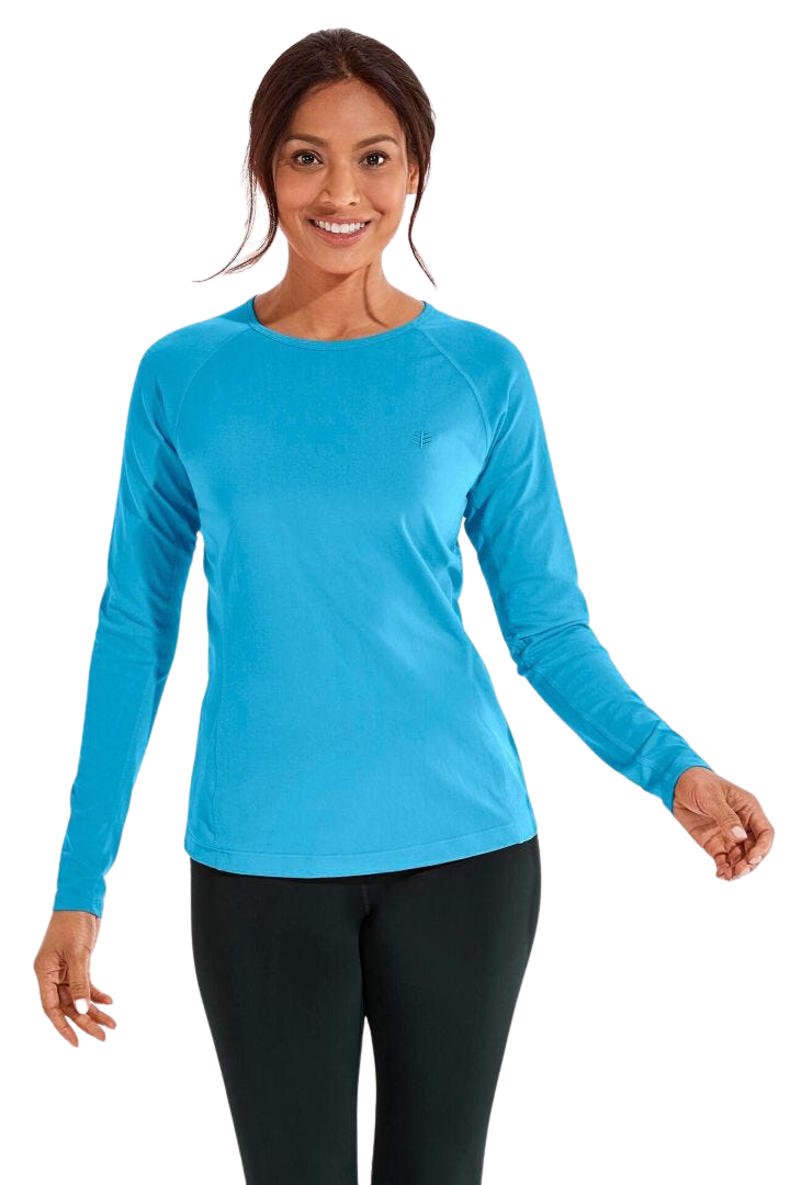 Coolibar Women's Hightide Long Sleeve Swim Shirt UPF 50+ - Antigua Blu ...