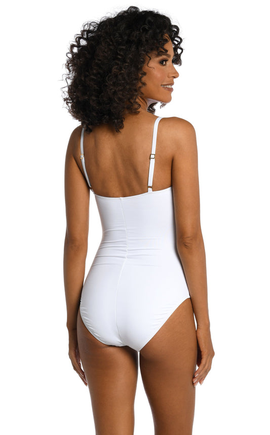 Andie The Amalfi Ribbed Classic One Piece Swimsuit - White