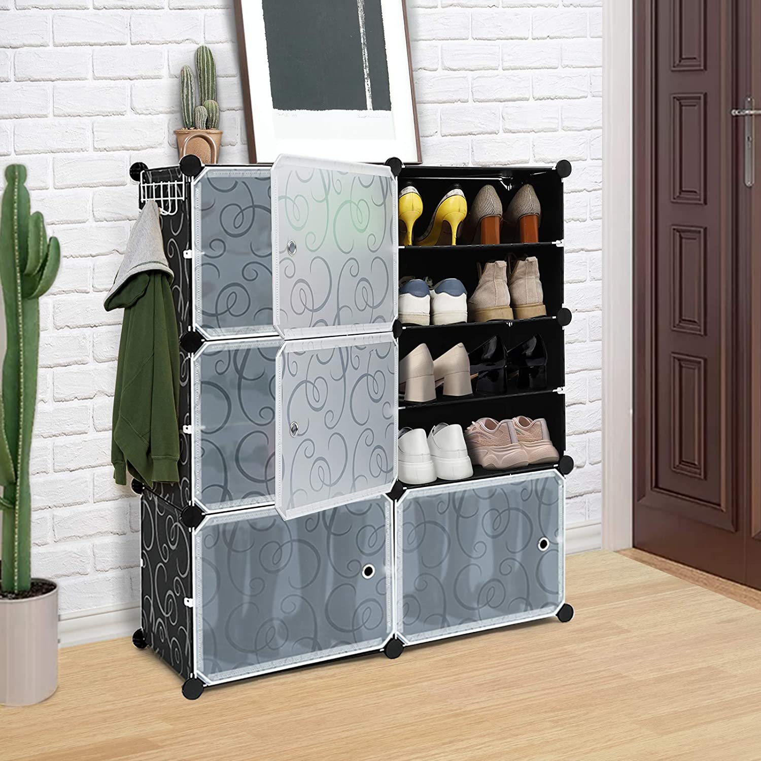 Portable Shoe Rack Organizer, 6-Tier Plastic Cube Storage Shelve – Skonyon