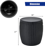 9.5 Gal. 4-in-1 Resin Wicker Outdoor Side Table with Storage