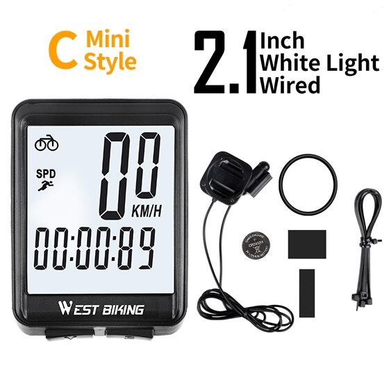 2.8" Large Screen Bicycle Computer Wireless and wired Rainproof Spee - wired Computer