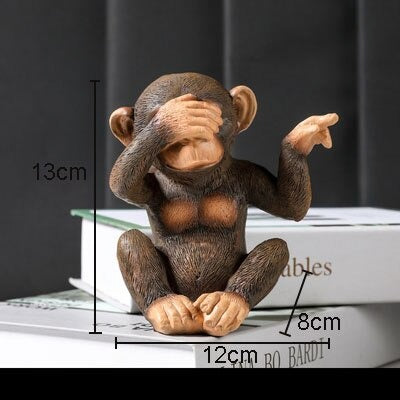 Monkey Ornaments Zen Animal Statuette Desk Decoration Orangutan Simulation Statue
