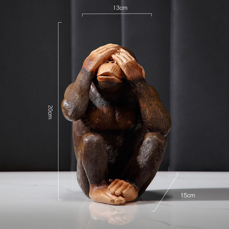 Monkey Ornaments Zen Animal Statuette Desk Decoration Orangutan Simulation Statue