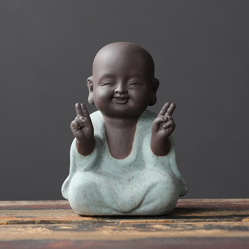 Buddha Statues Small Monk Buddhism Figurines Tea Pet Statuette