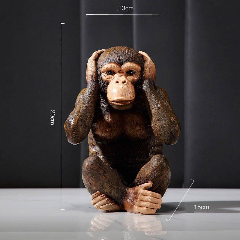 Monkey Ornaments Zen Animal Statuette Desk Decoration Orangutan Simulation Statue