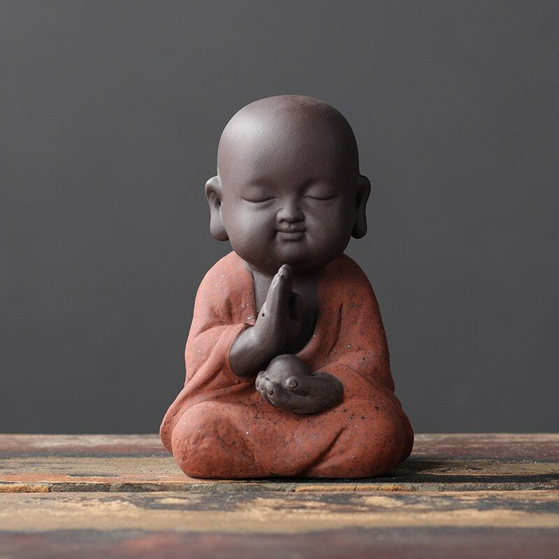 Buddha Statues Small Monk Buddhism Figurines Tea Pet Statuette