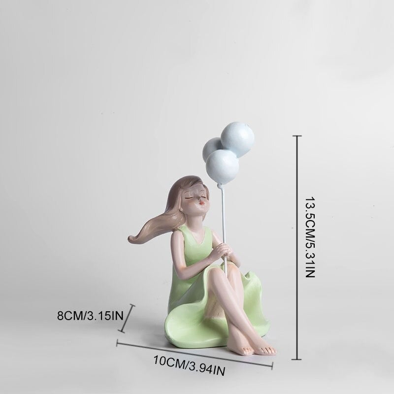 Balloon Girl Sculpture Decoration Home Character Statue