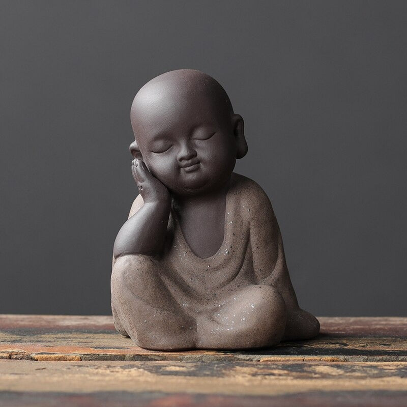 Buddha Statues Small Monk Buddhism Figurines Tea Pet Statuette