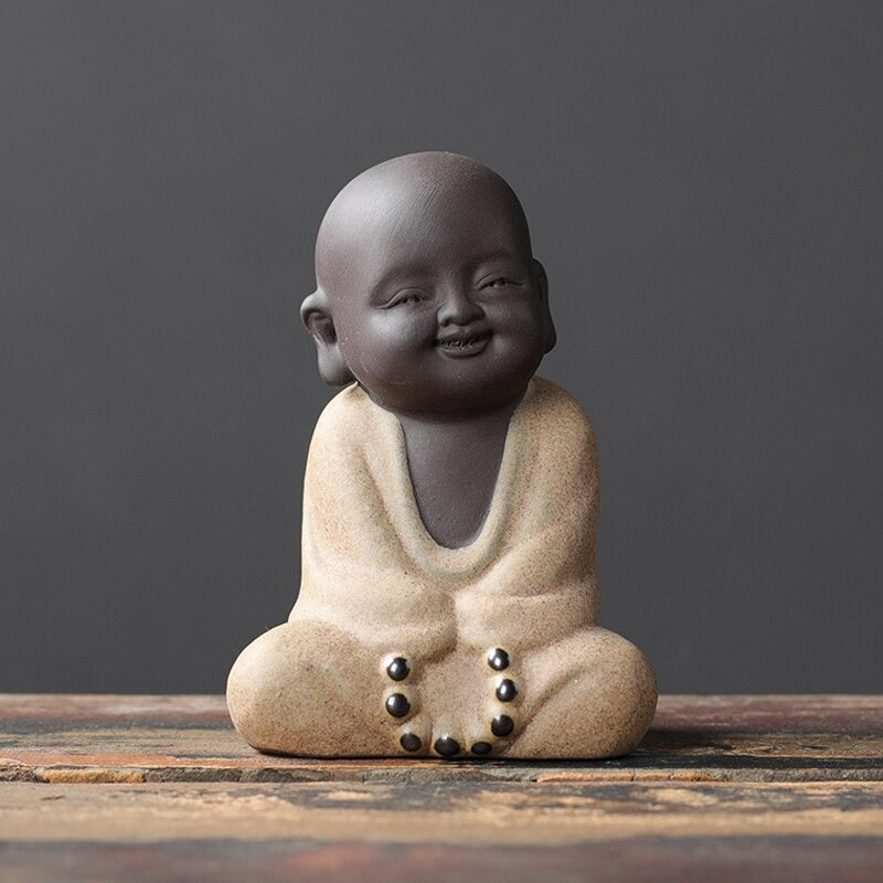 Buddha Statues Small Monk Buddhism Figurines Tea Pet Statuette