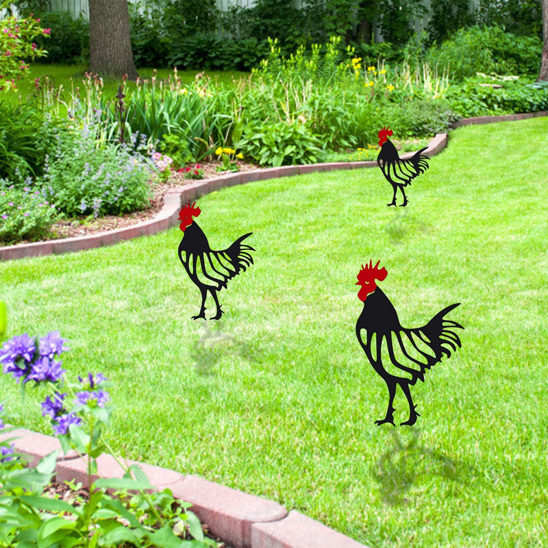 Chicken Yard Art Metal