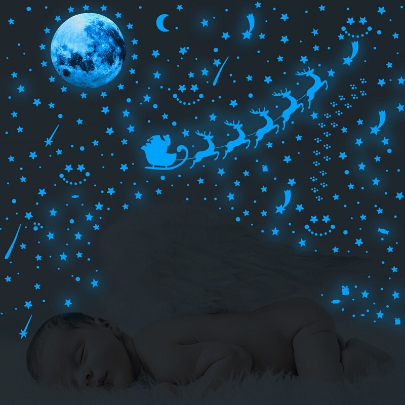 Blue Moon Stars Luminous Wall Stickers for Kids Rooms