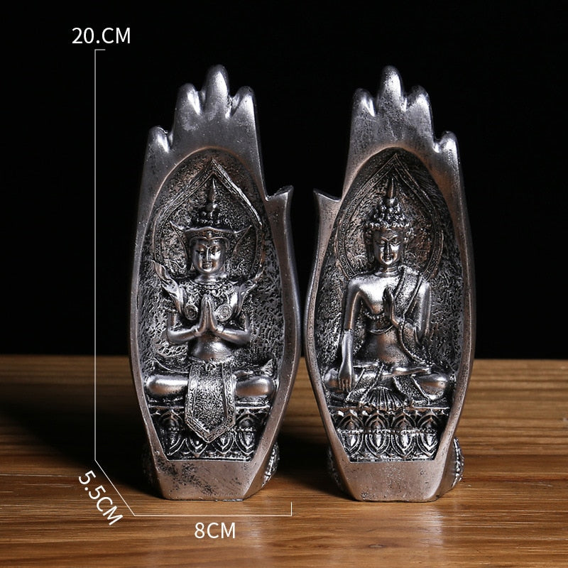 Buddha Statue Feng Shui Folded Hands Resin Zen Oriental Meditation Home Decor