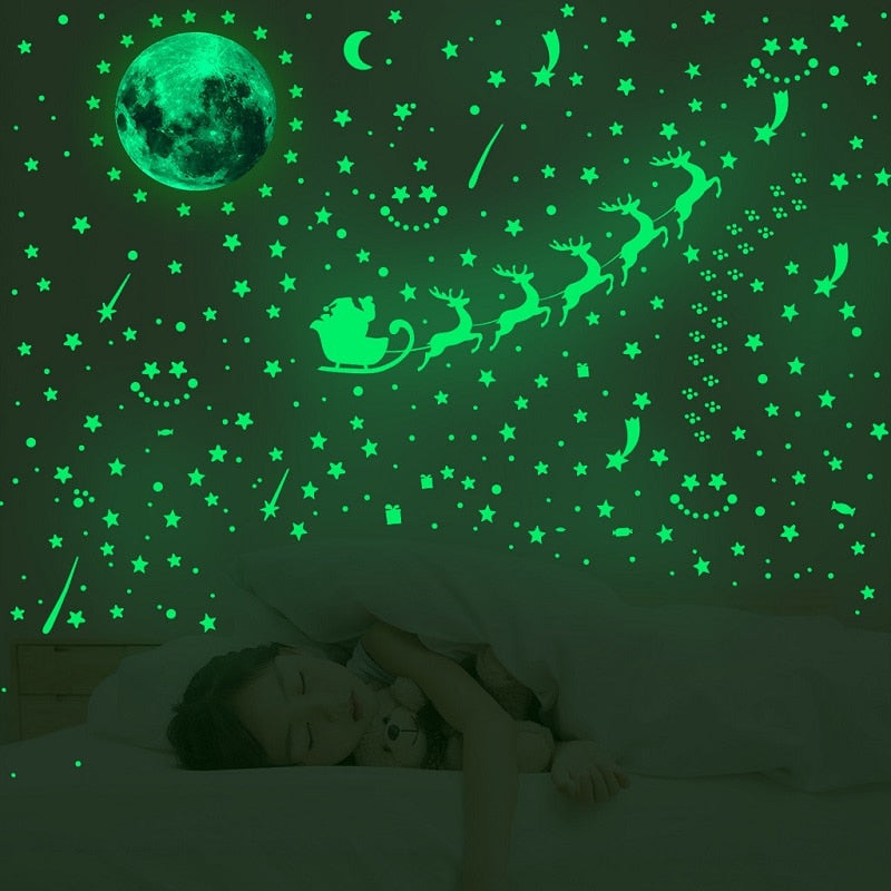 Blue Moon Stars Luminous Wall Stickers for Kids Rooms